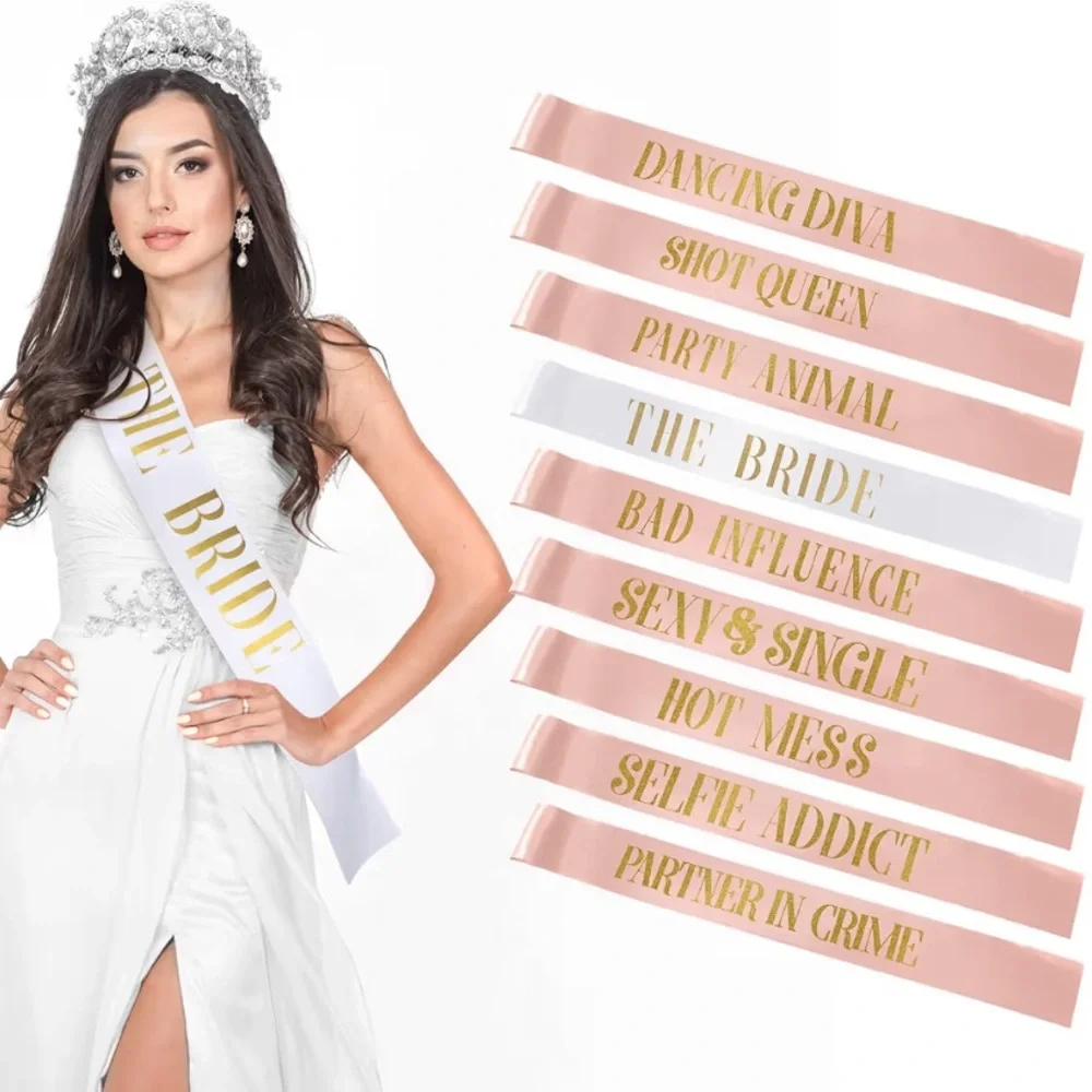 LEIFIDE 10 Pack Bride and Bridesmaid Sash Set Wedding Bachelorette Bundle